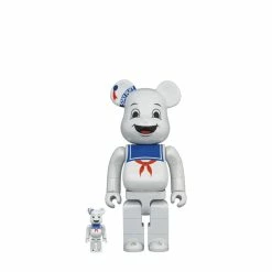 MEDICOM TOY BE@RBRICK STAY PUFT MARSHMALLOW MAN WHITE CHROME VER. 100% & 400% SET Odds & Ends